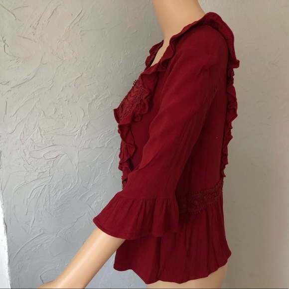 Francesca's Red Flowy Blouse - Picture 5 of 8